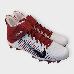 Nike Alpha Menace Pro 2 Mid Football Cleats White/Red BV3945-106 Mens size 14